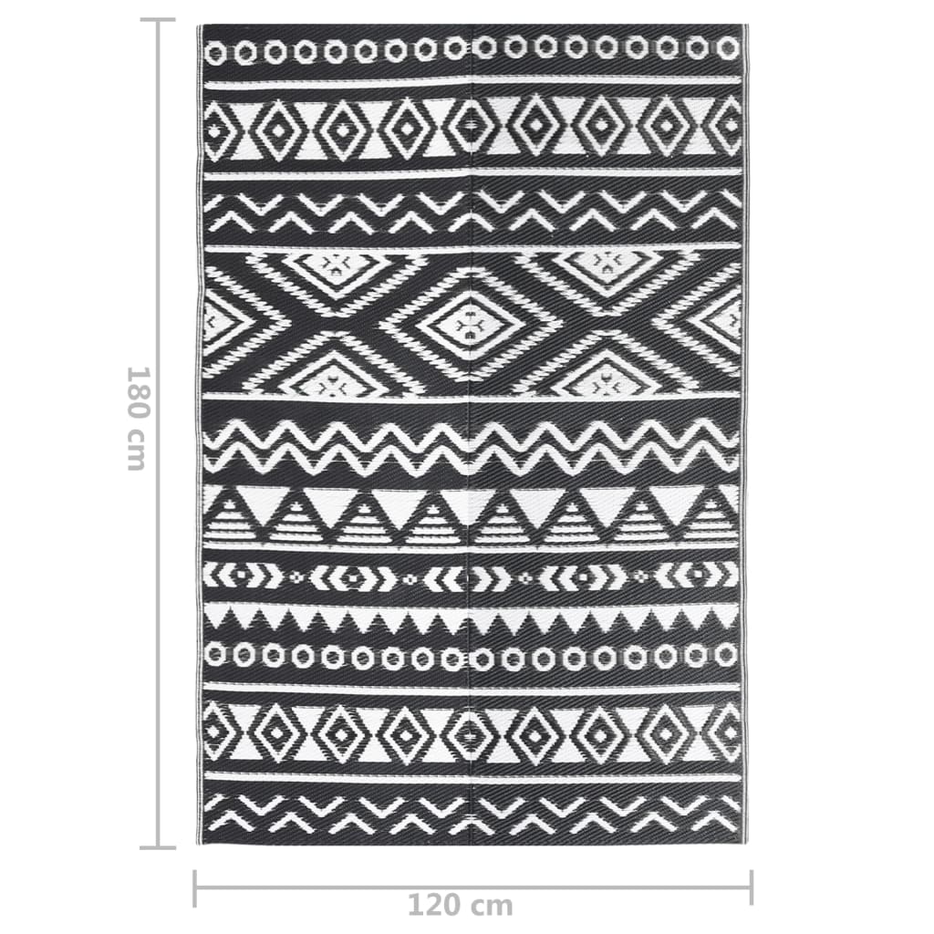 Fekete pp kültéri szőnyeg 120x180 cm