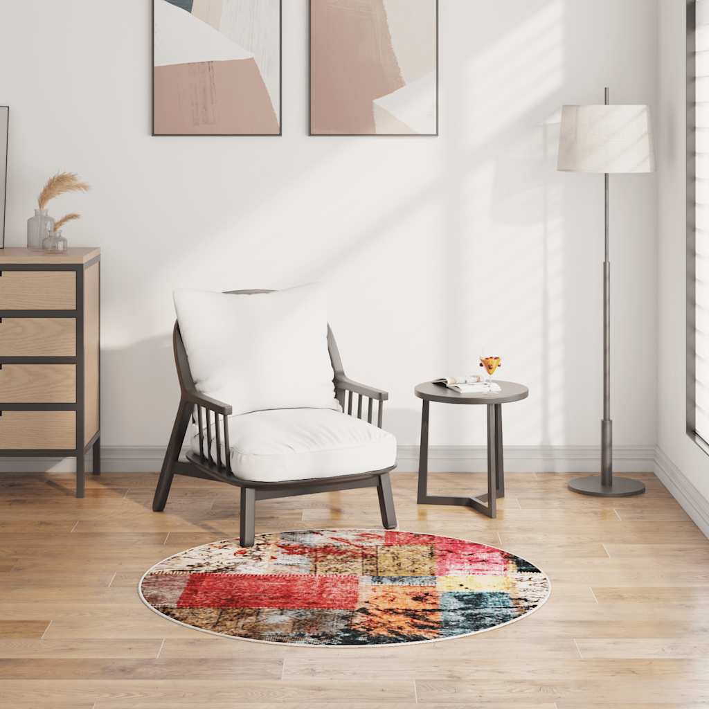 Többszínű foltvarrott mosható szőnyeg φ120 cm