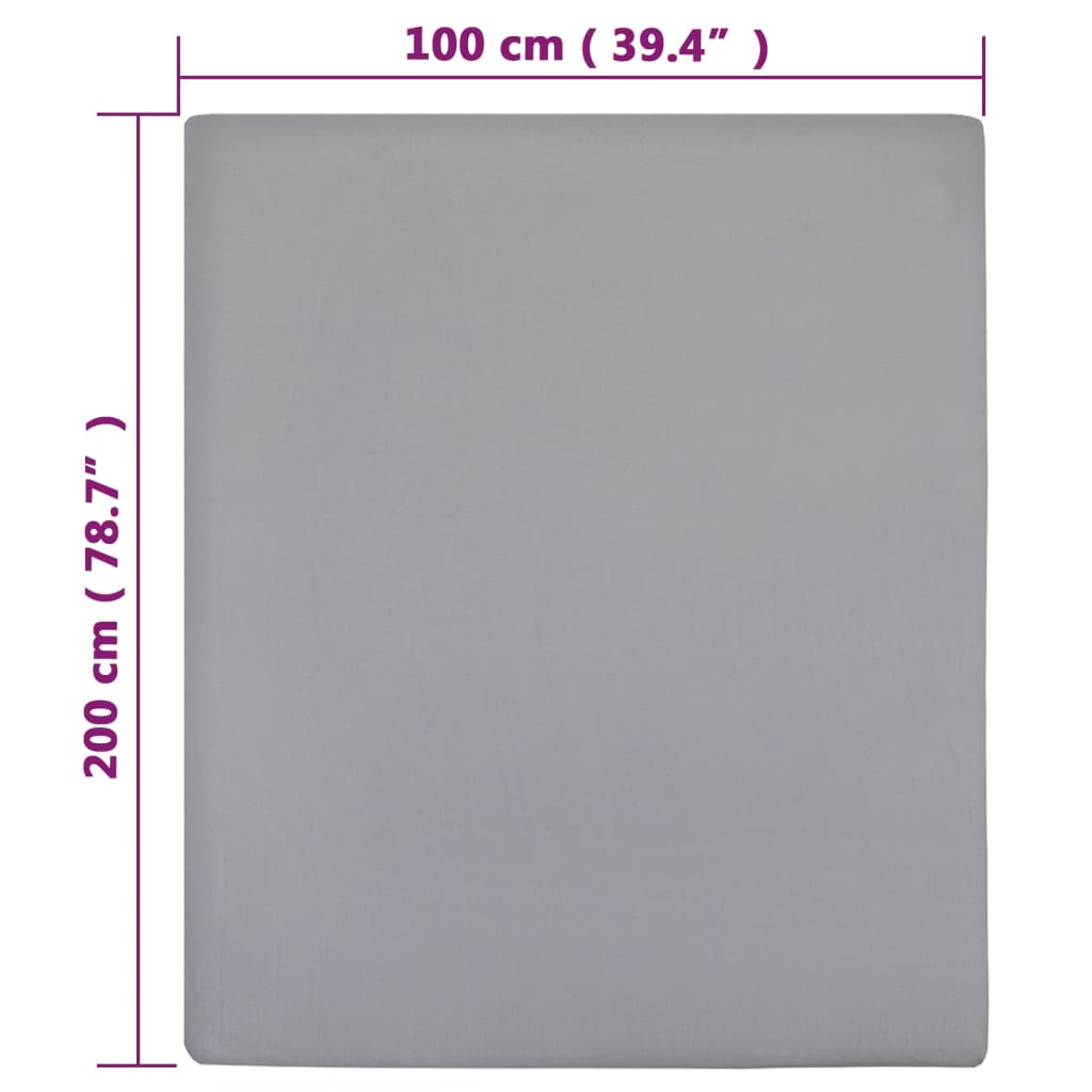 2 db szürke pamutdzsörzé gumis lepedő 100x200 cm