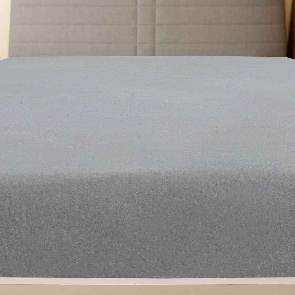 2 db szürke pamutdzsörzé gumis lepedő 140 x 200 cm