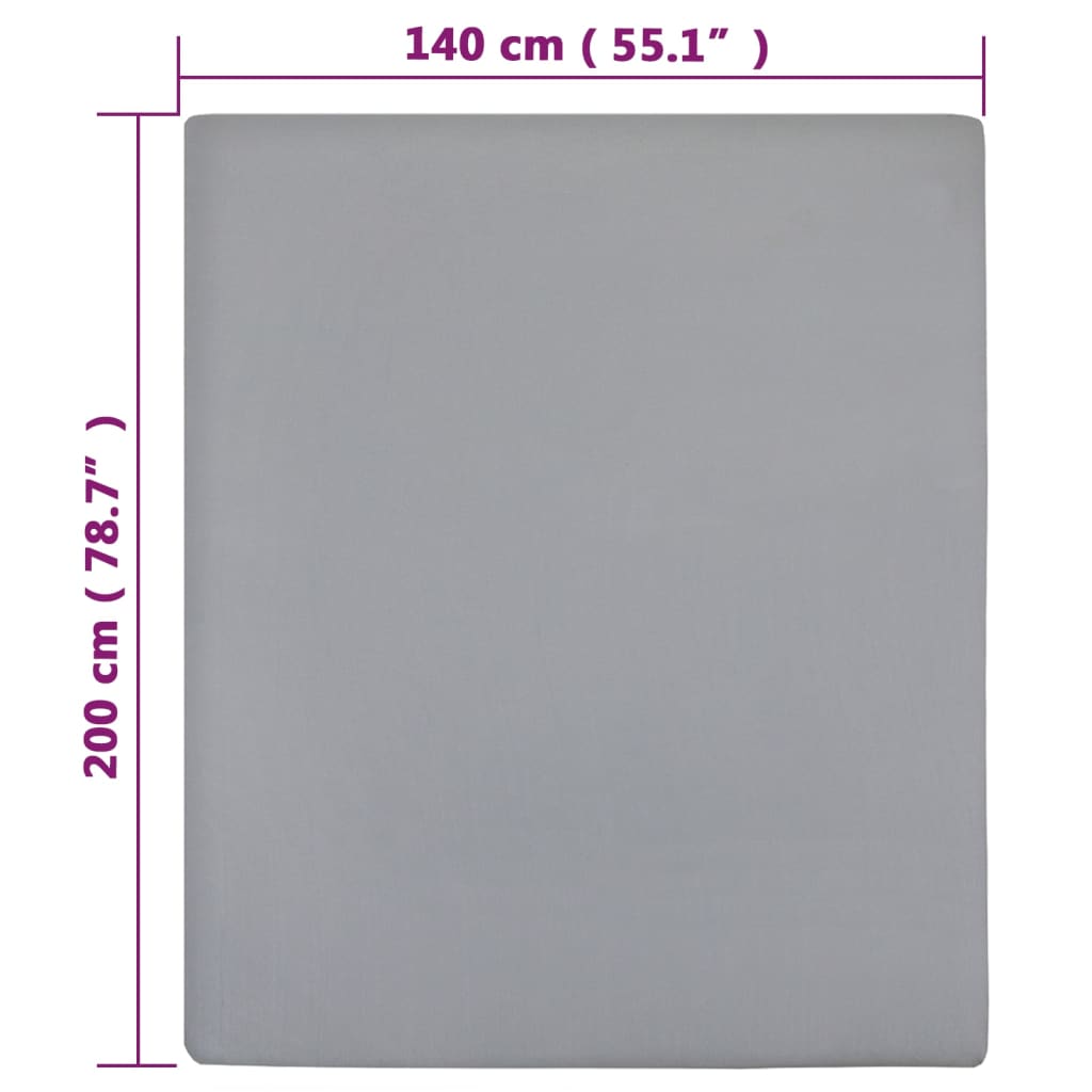 2 db szürke pamutdzsörzé gumis lepedő 140 x 200 cm