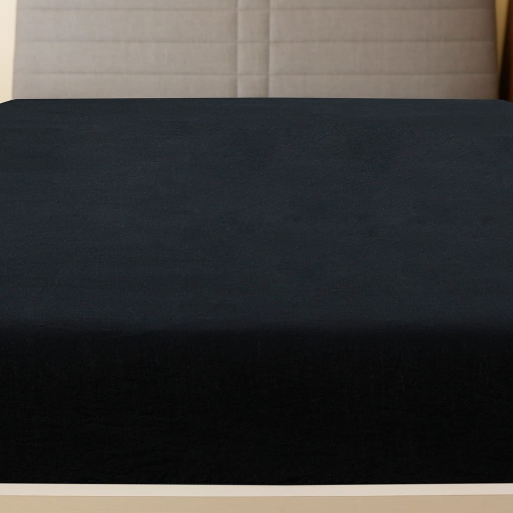 2 db fekete pamutdzsörzé gumis lepedő 160 x 200 cm