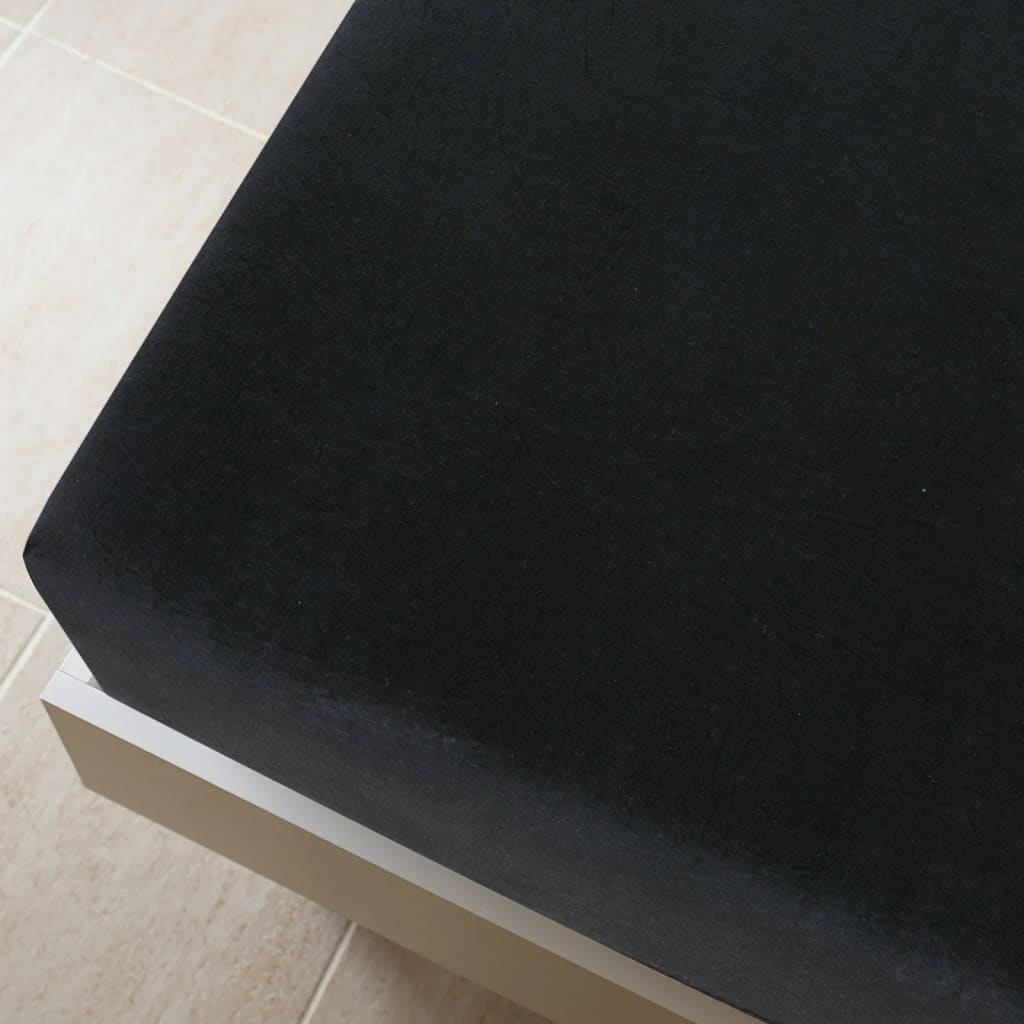 2 db fekete pamutdzsörzé gumis lepedő 160 x 200 cm