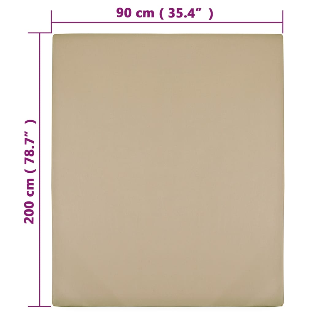 2 db tópszínű pamutdzsörzé gumis lepedő 90x200 cm
