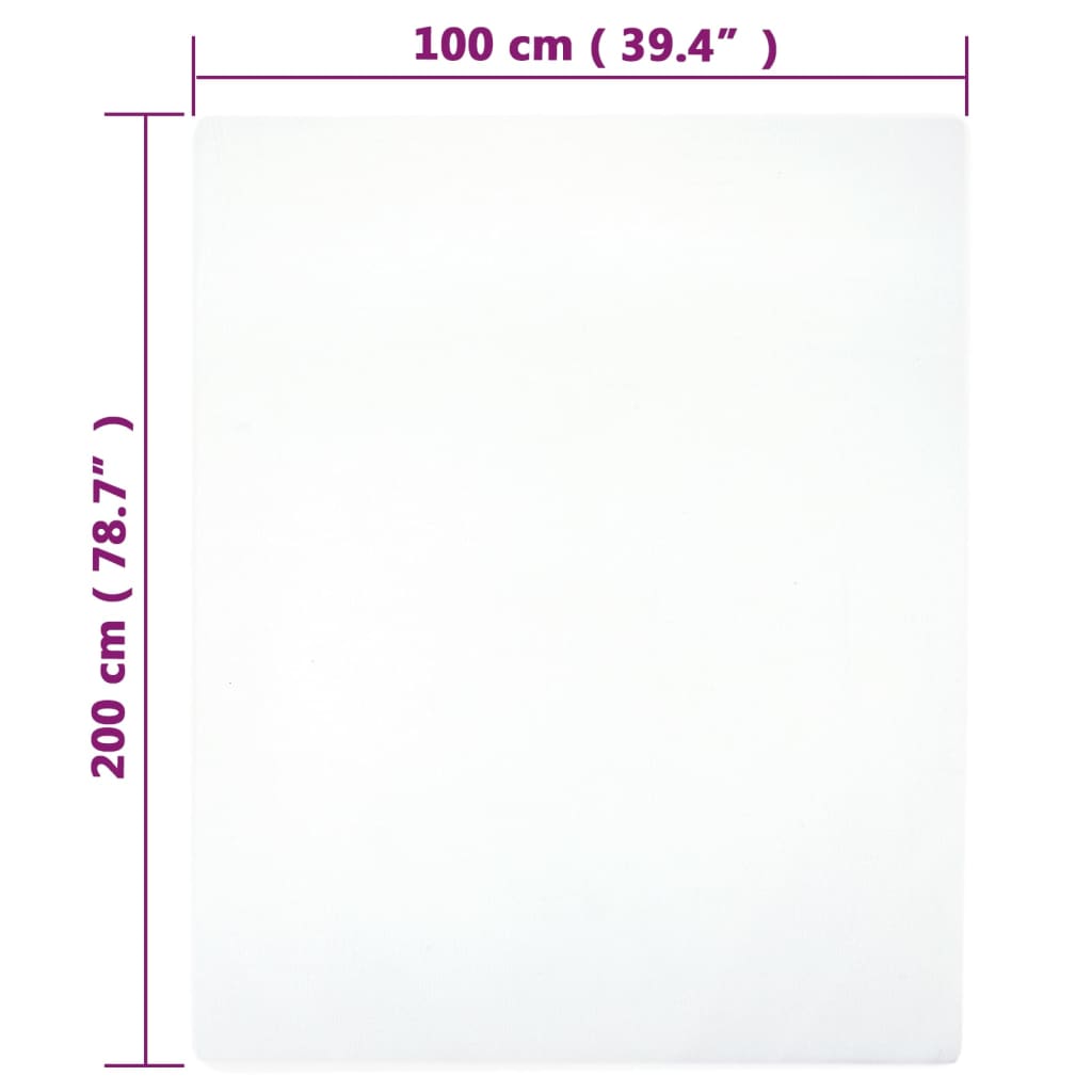2 db fehér pamutdzsörzé gumis lepedő 100x200 cm