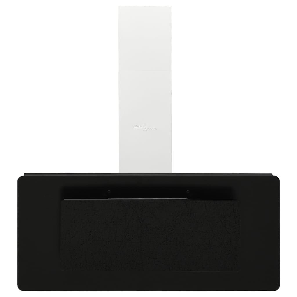 Fekete rozsdamentes acél és edzett üveg fali páraelszívó 90 cm