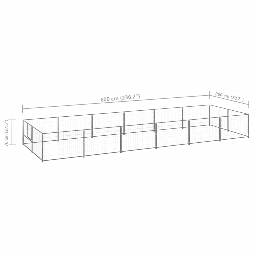 Ezüstszínű acél kutyakennel 12 m²