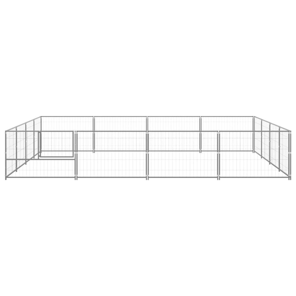 Ezüstszínű acél kutyakennel 16 m²
