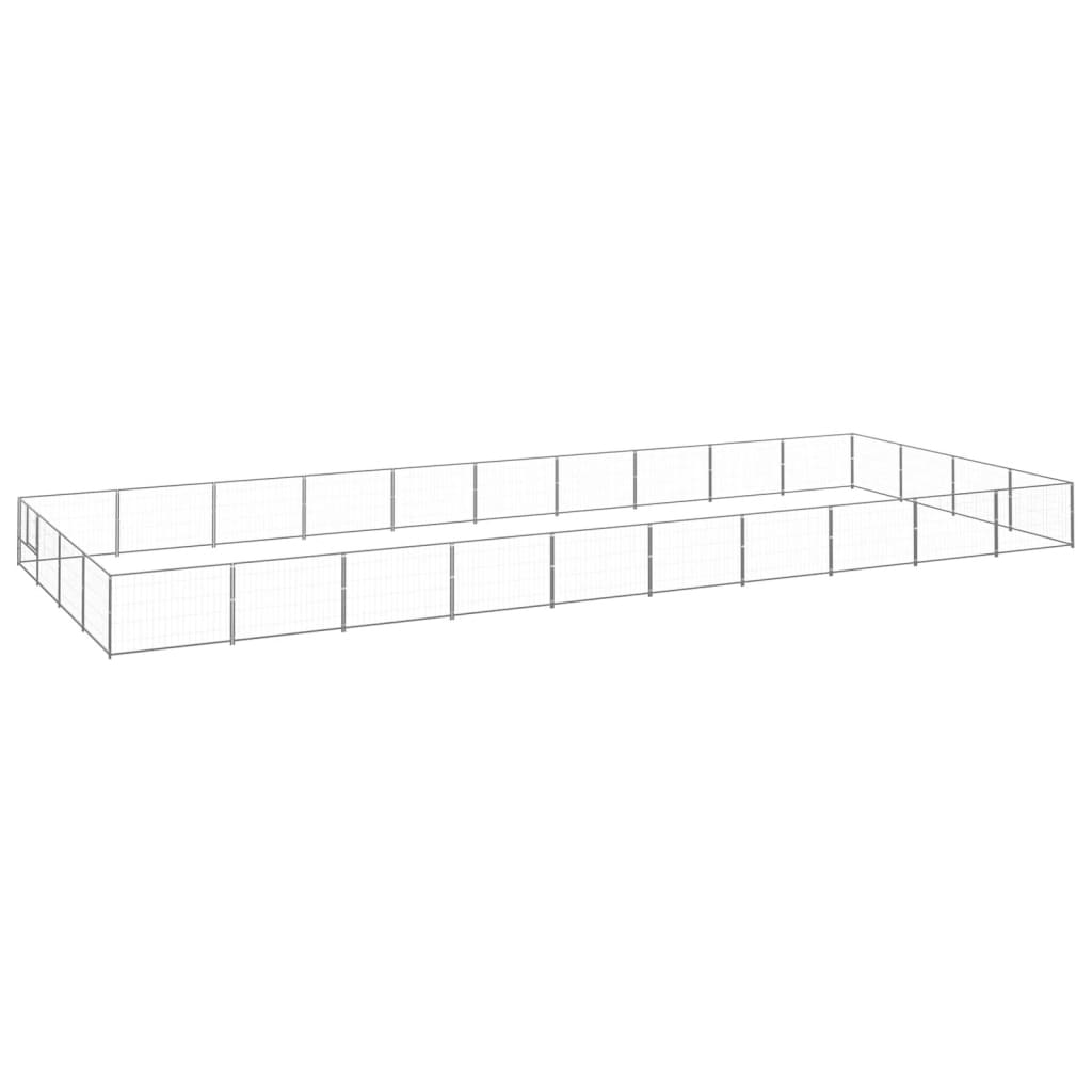 Ezüstszínű acél kutyakennel 40 m²