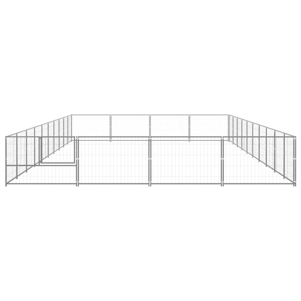Ezüstszínű acél kutyakennel 40 m²