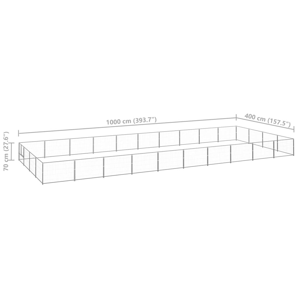 Ezüstszínű acél kutyakennel 40 m²