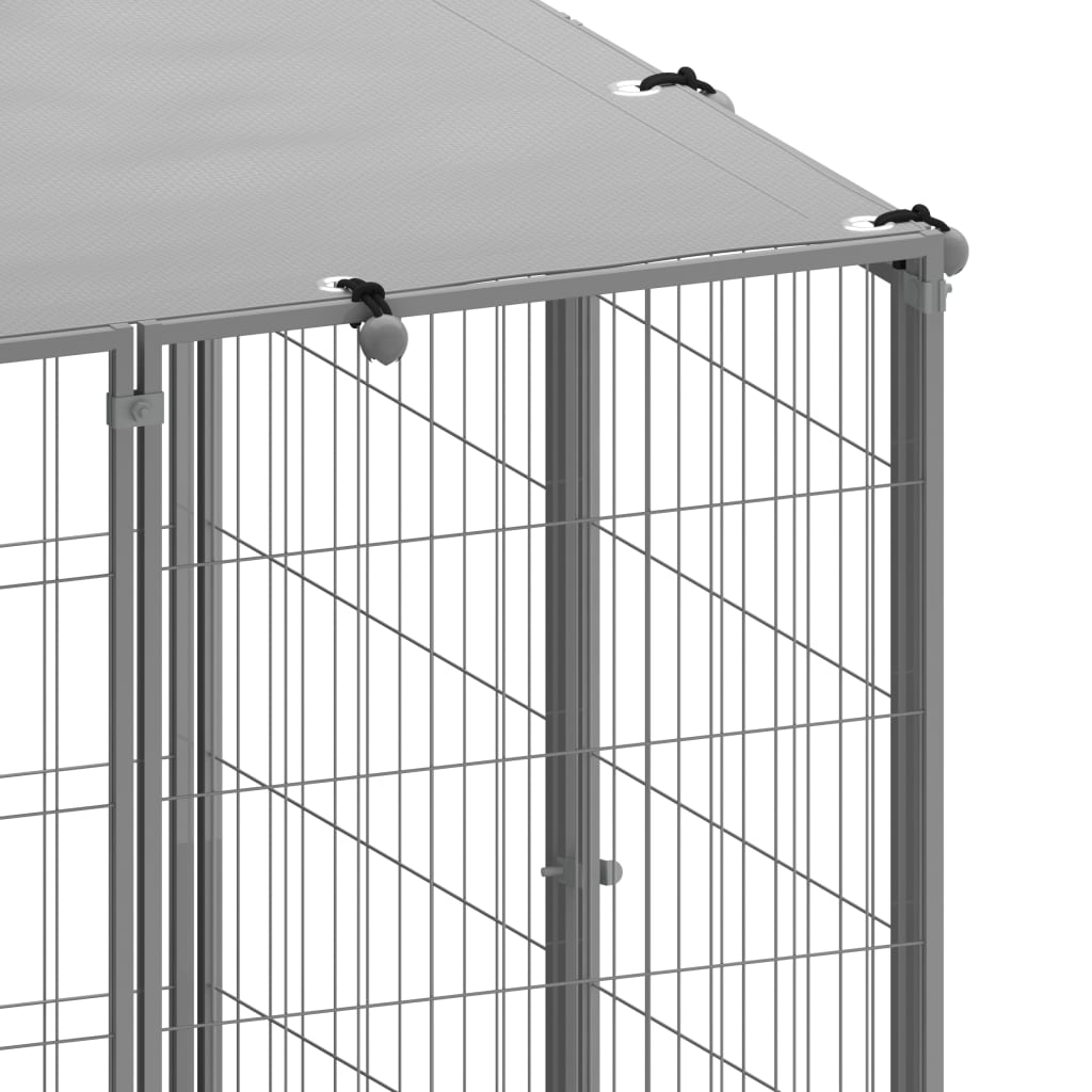 Ezüstszínű acél kutyakennel 2,42 m²