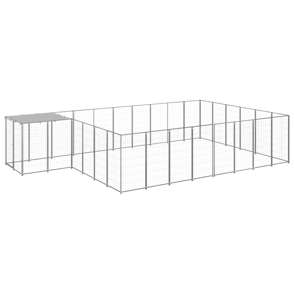 Ezüstszínű acél kutyakennel 15,73 m²