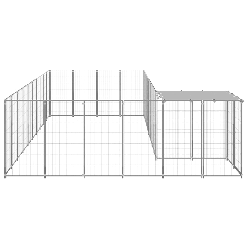 Ezüstszínű acél kutyakennel 19,36 m²