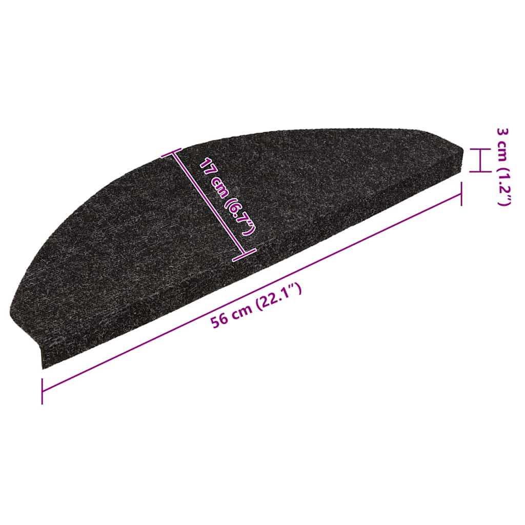 15 db fekete öntapadó lépcsőszőnyeg 56x17x3 cm
