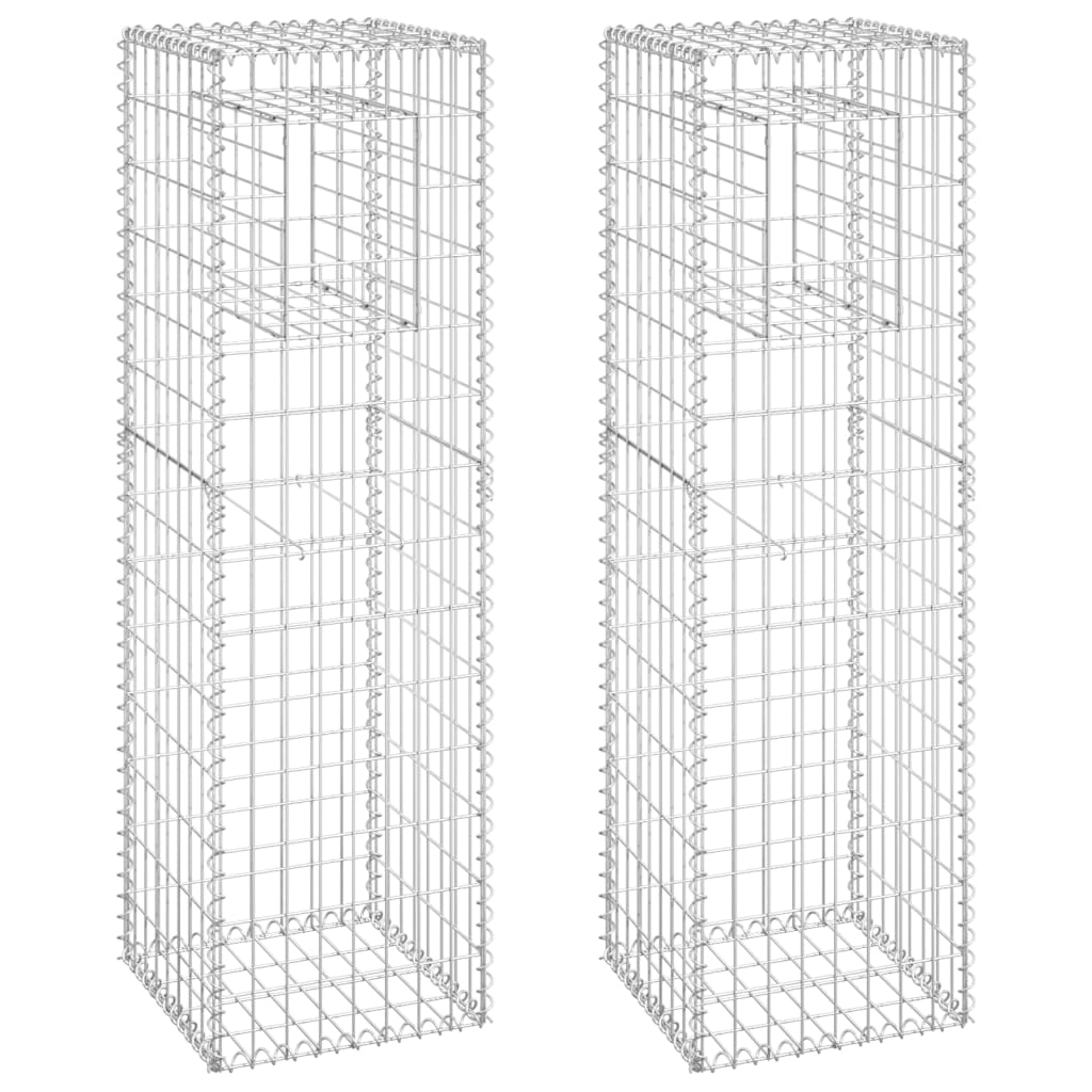 2 db vas gabionkosaras oszlop 40 x 40 x 140 cm