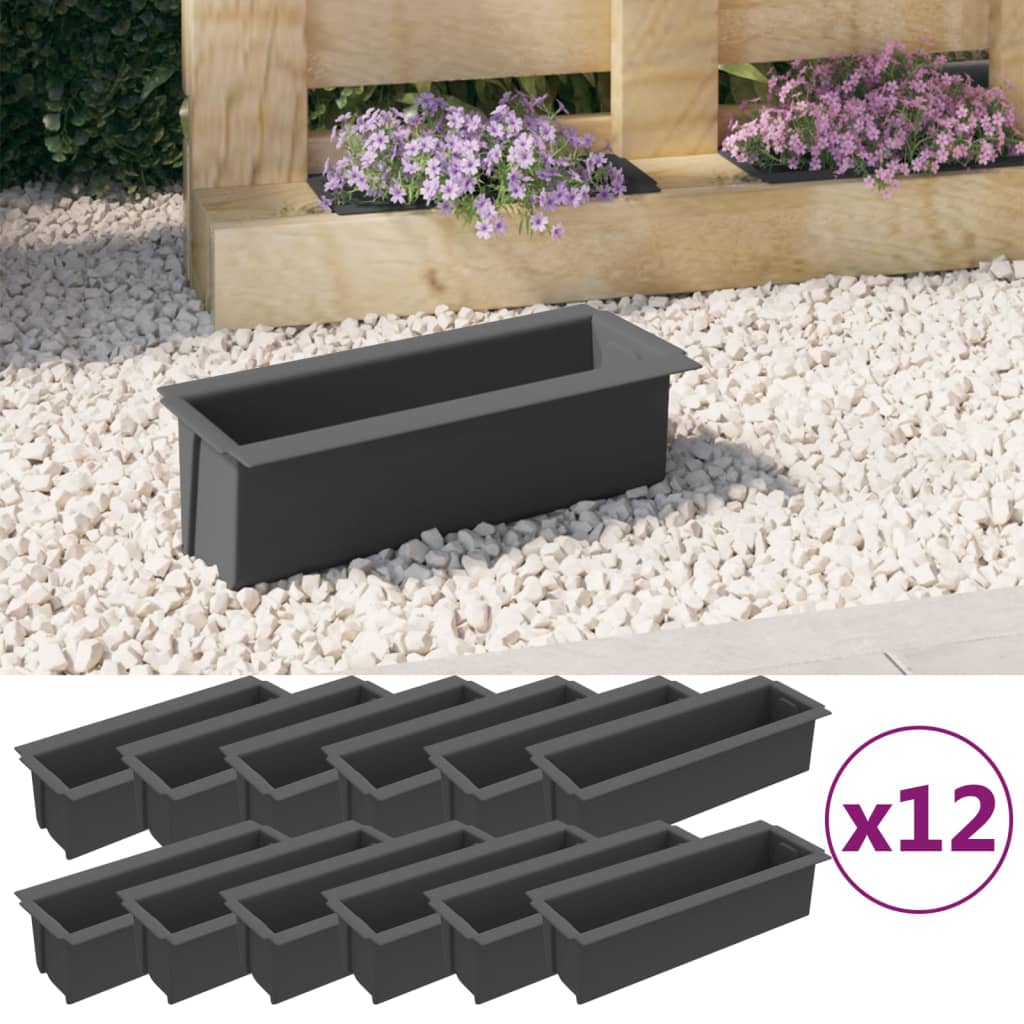 12 db szürke polipropilén virágláda raklapokhoz 36x13,5x9,5 cm 12 db szürke polipropilén virágláda raklapokhoz 36x13,5x9,5 cm