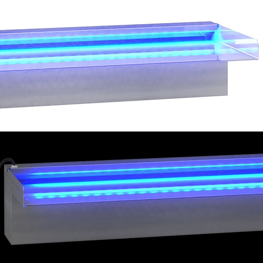 Rozsdamentes acél vízeséskifolyó rgb led-ekkel 90 cm