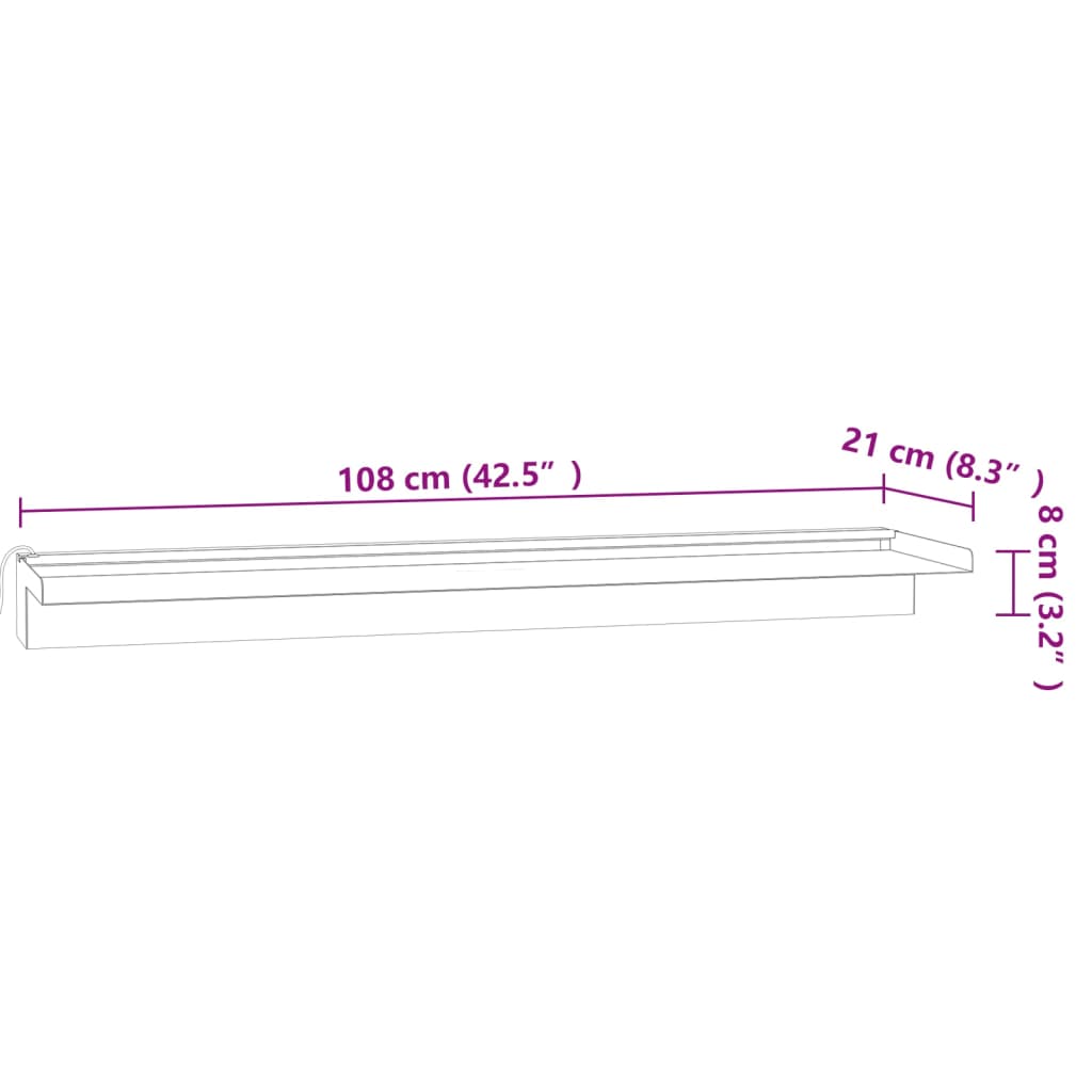 Rozsdamentes acél vízeséskifolyó rgb led-ekkel 108 cm Rozsdamentes acél vízeséskifolyó rgb led-ekkel 108 cm