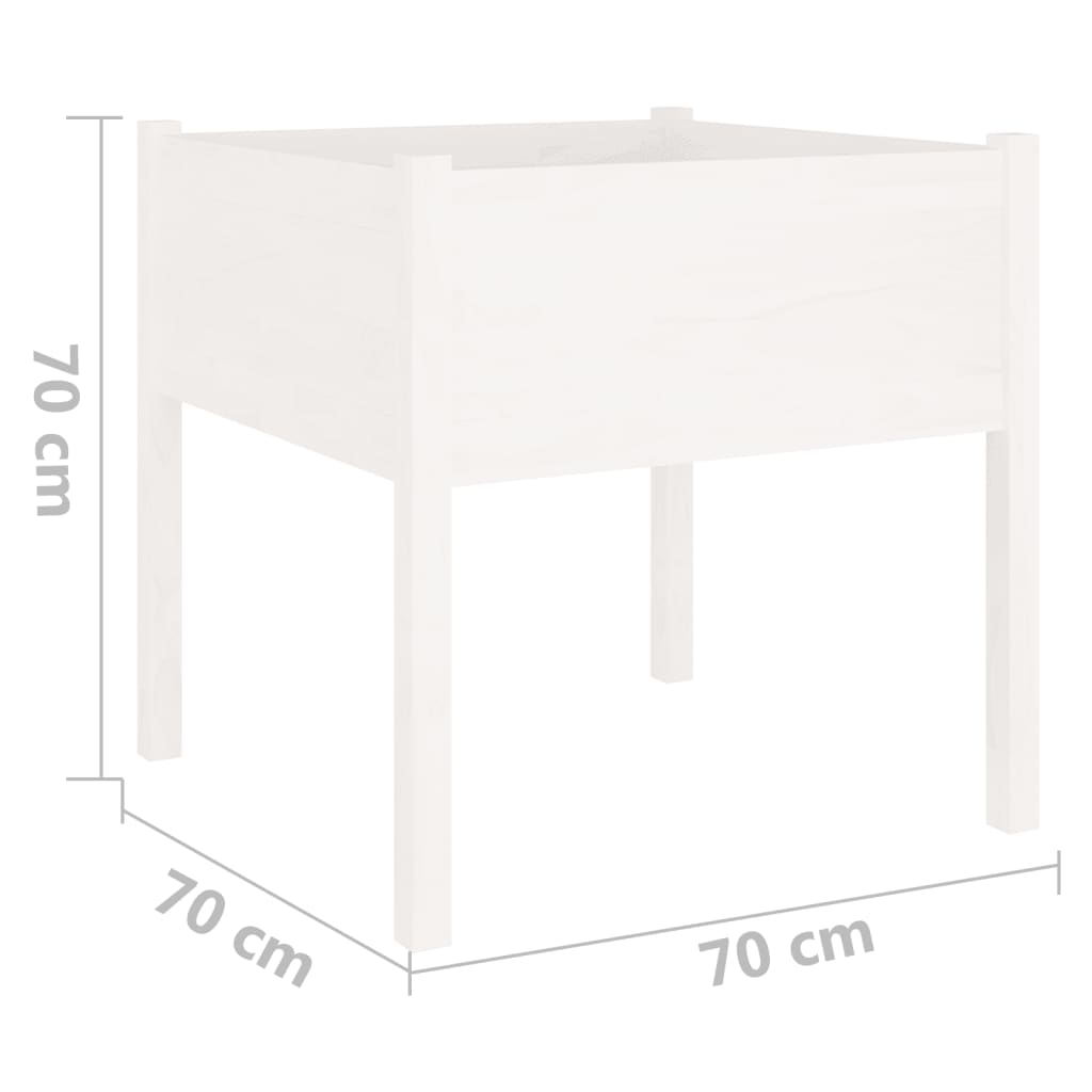 2 db fehér tömör fenyőfa kerti virágtartó 70 x 70 x 70 cm
