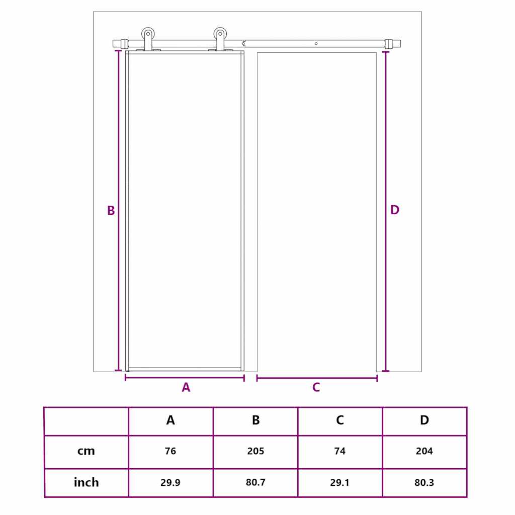 Fekete matt esg üveg és alumínium tolóajtó 76 x 205 cm