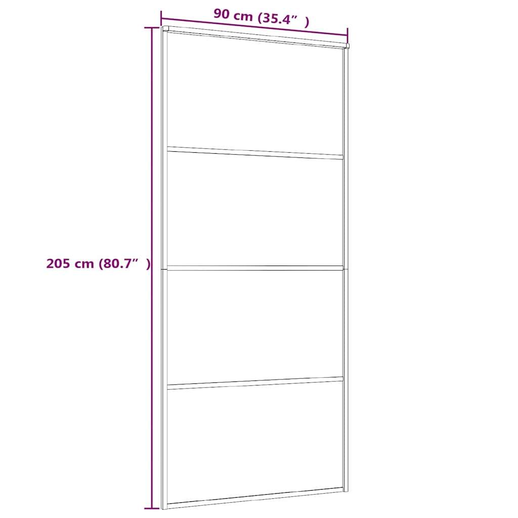 Fekete matt esg üveg és alumínium tolóajtó 90x205 cm