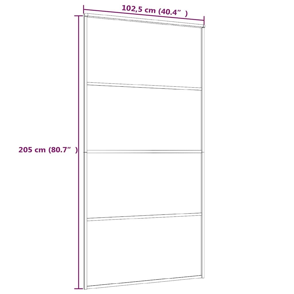 Fekete matt esg üveg és alumínium tolóajtó 102,5x205 cm