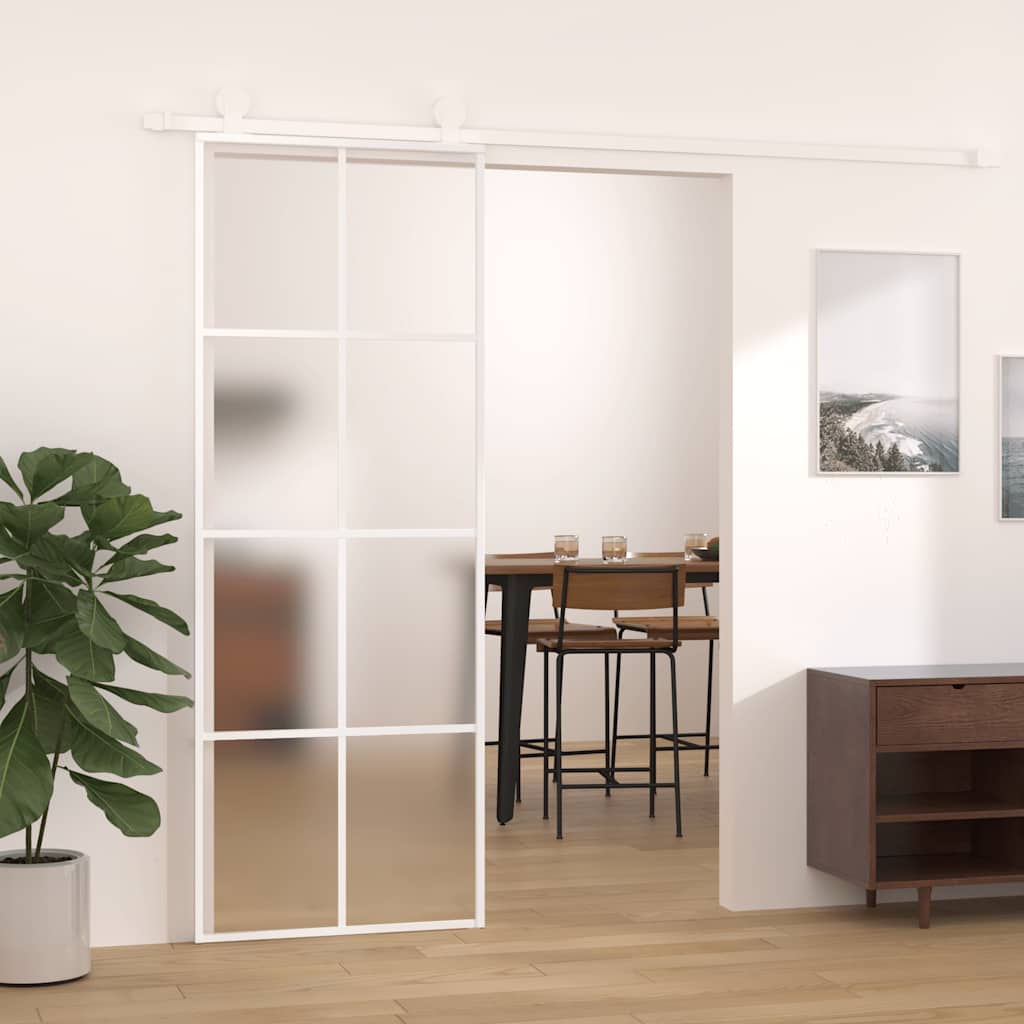 Fehér matt esg üveg és alumínium tolóajtó 76 x 205 cm