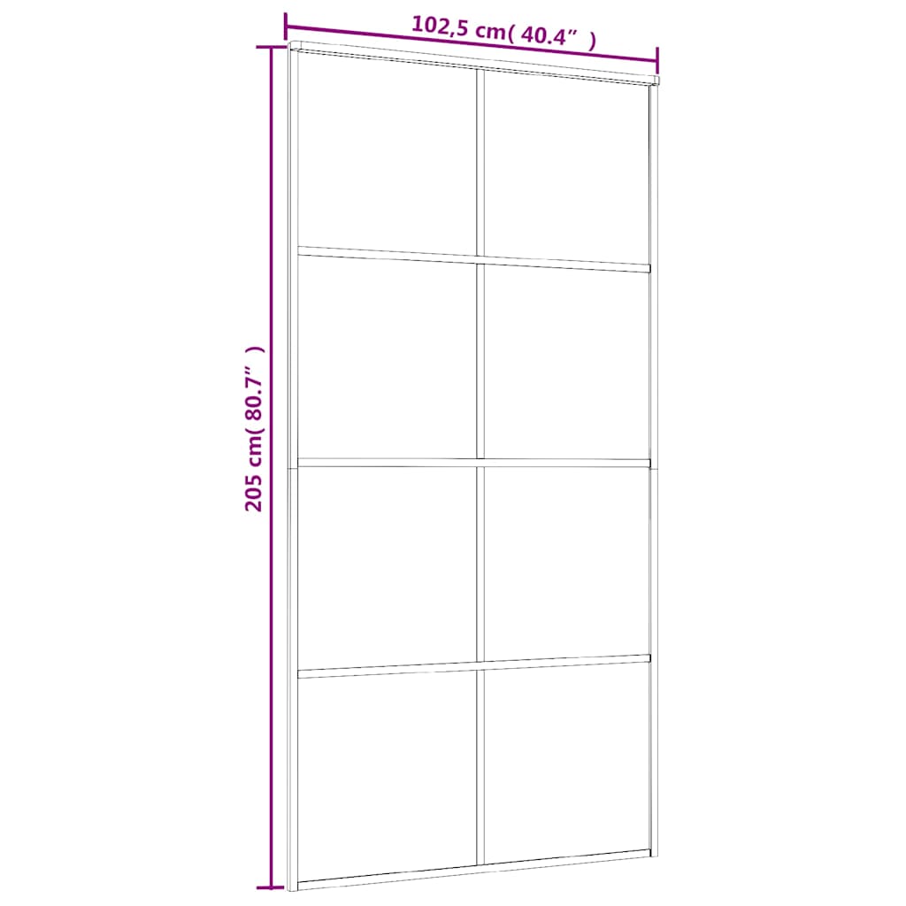 Fekete esg üveg és alumínium tolóajtó 102,5 x 205 cm