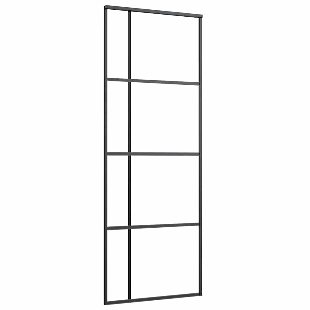 Fekete esg üveg és alumínium tolóajtó 76x205 cm