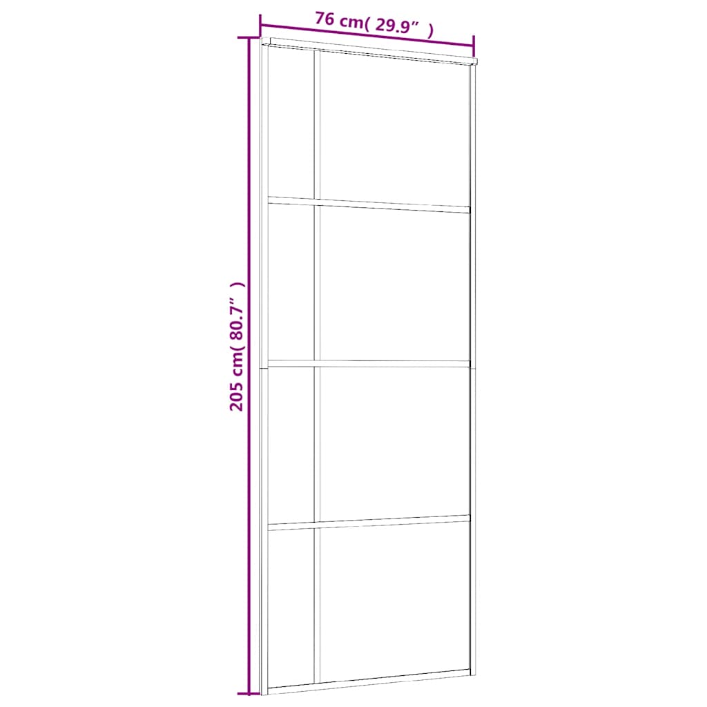 Fekete esg üveg és alumínium tolóajtó 76x205 cm