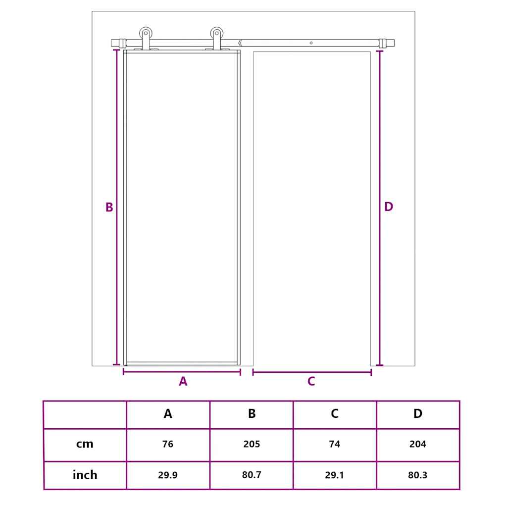 Fekete esg üveg és alumínium tolóajtó 76x205 cm