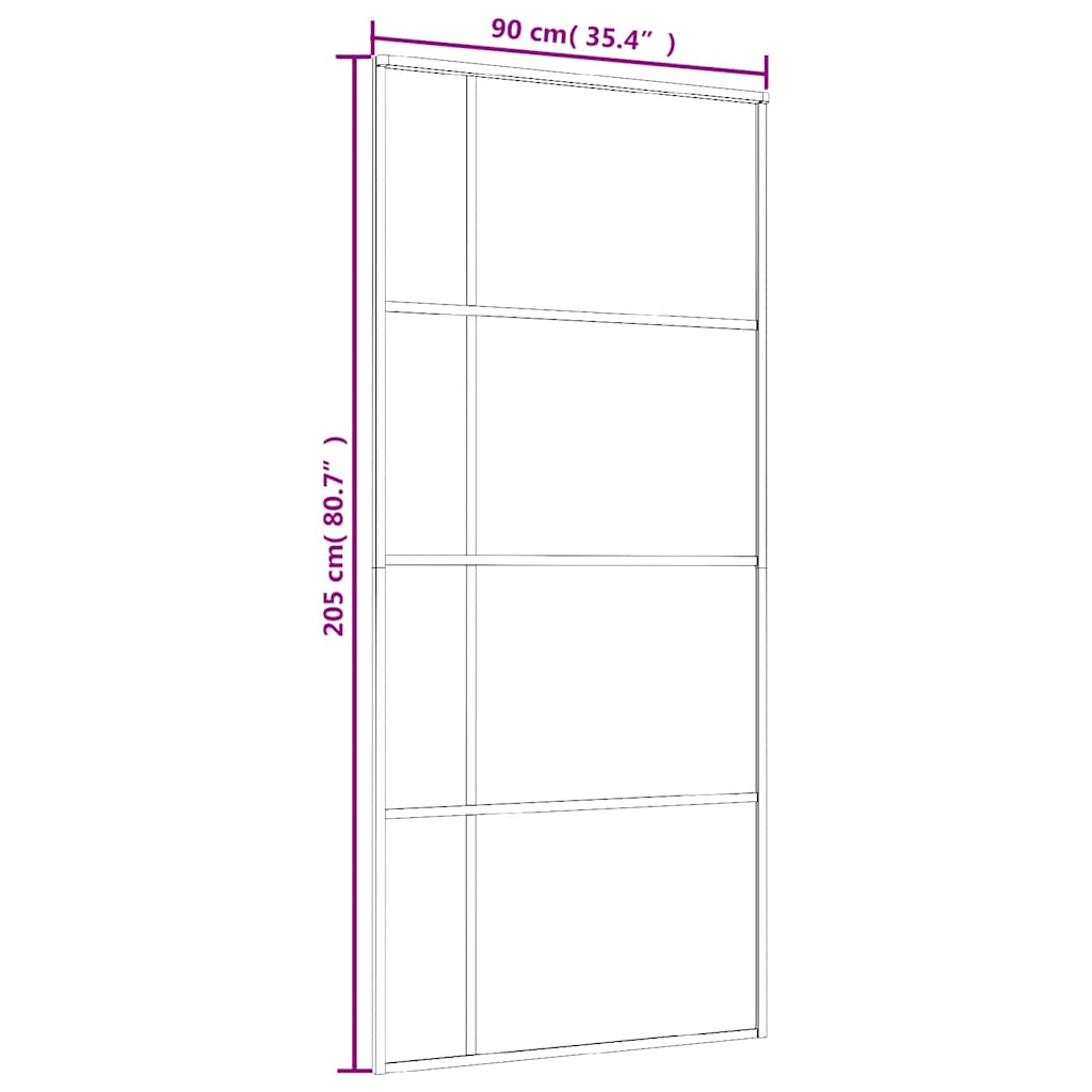 Fekete matt esg üveg és alumínium tolóajtó 90x205 cm