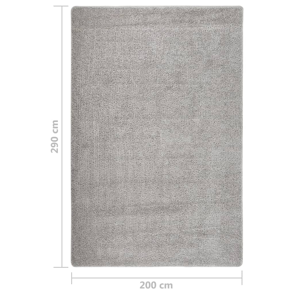 Világosszürke csúszásmentes bozontos szőnyeg 200 x 290 cm