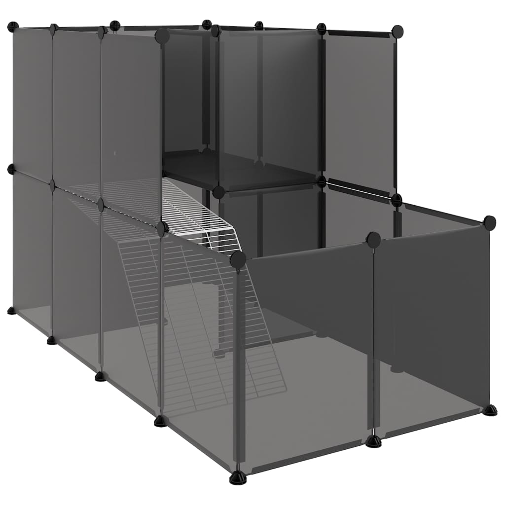 Fekete polipropilén és acél kisállatketrec 142 x 74 x 93 cm Fekete polipropilén és acél kisállatketrec 142 x 74 x 93 cm