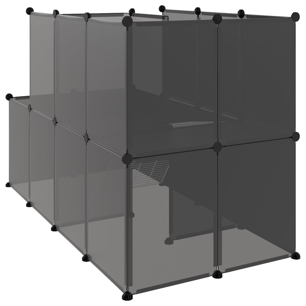 Fekete polipropilén és acél kisállatketrec 142 x 74 x 93 cm Fekete polipropilén és acél kisállatketrec 142 x 74 x 93 cm