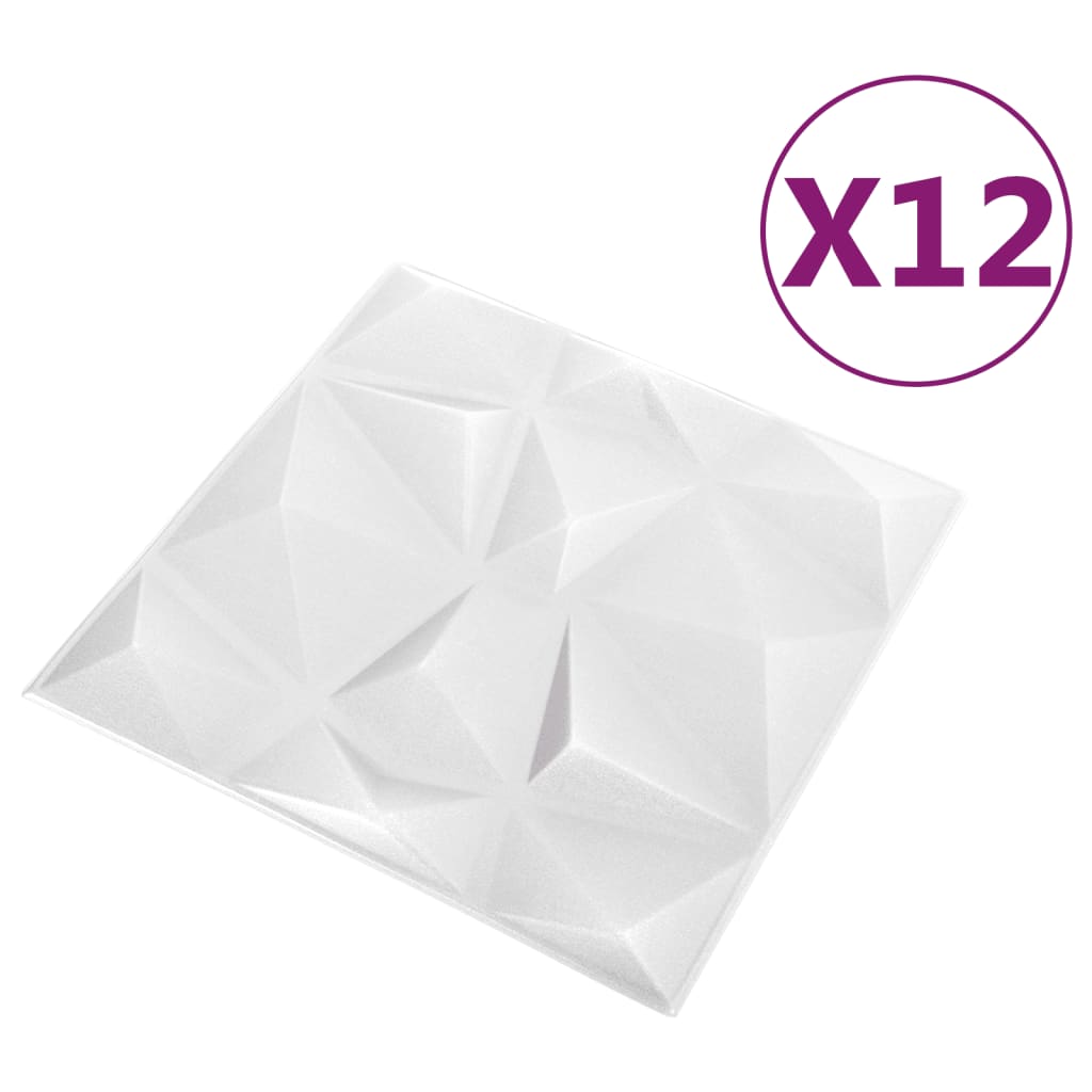 12 darab gyémánt fehér 3d fali panel 50 x 50 cm 3 m² 12 darab gyémánt fehér 3d fali panel 50 x 50 cm 3 m²