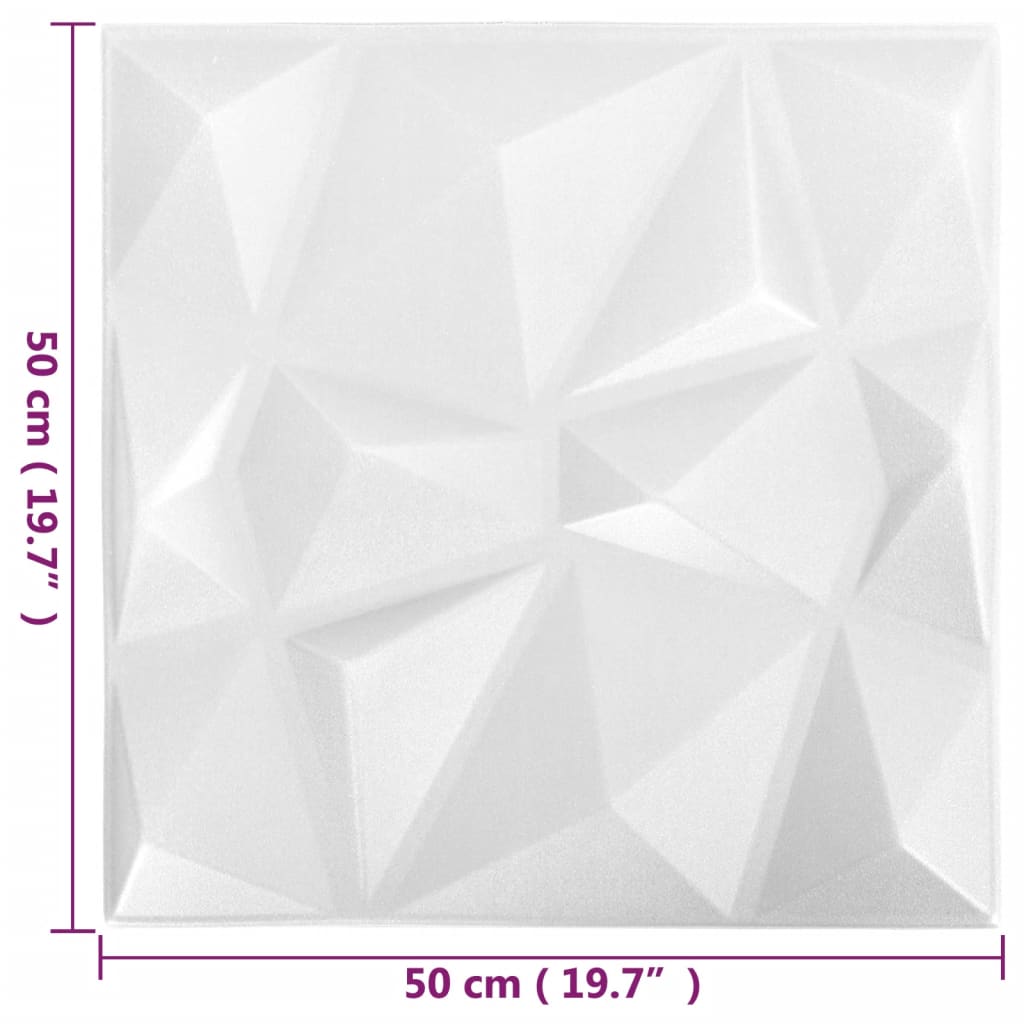 12 darab gyémánt fehér 3d fali panel 50 x 50 cm 3 m² 12 darab gyémánt fehér 3d fali panel 50 x 50 cm 3 m²