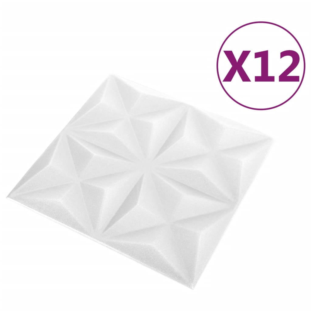 12 darab origamifehér 3d fali panel 50 x 50 cm 3 m² 12 darab origamifehér 3d fali panel 50 x 50 cm 3 m²