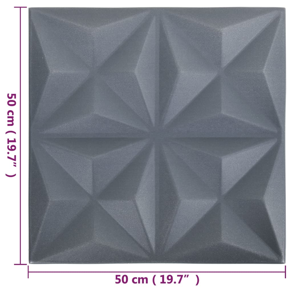 12 darab origami szürke 3d fali panel 50 x 50 cm 3 m² 12 darab origami szürke 3d fali panel 50 x 50 cm 3 m²