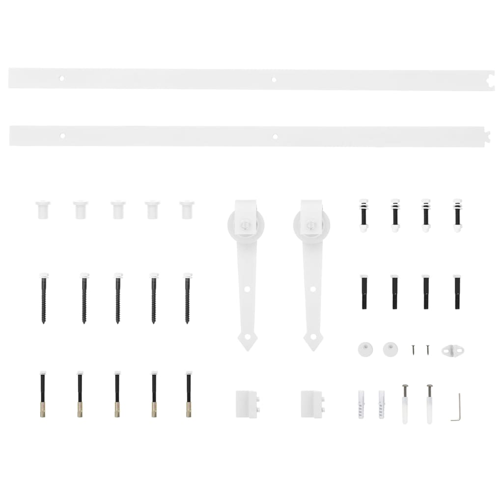 Fehér acél tolóajtó-szerelvényszett 183 cm