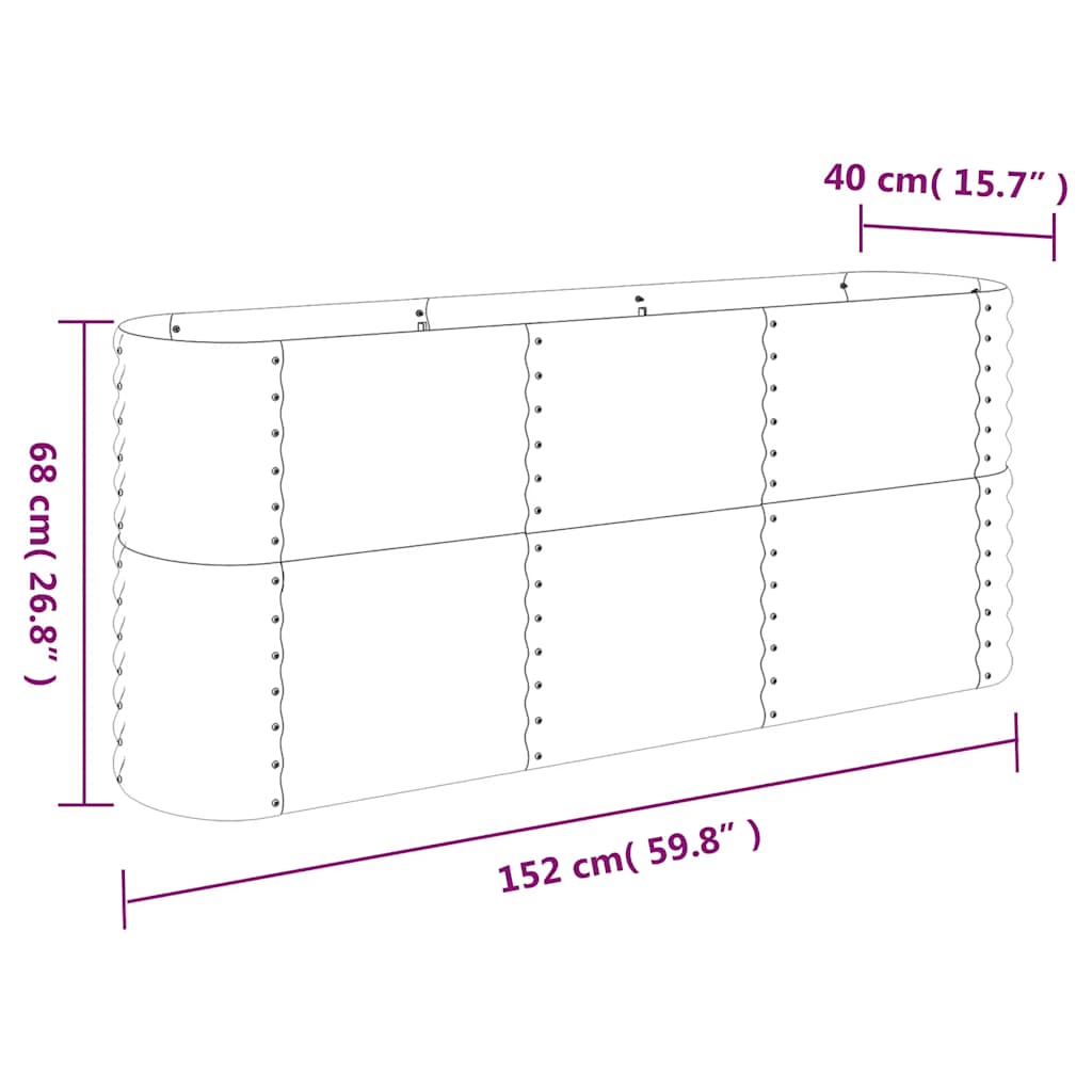 Antracitszürke horganyzott acél kerti magaságyás 152x40x68 cm