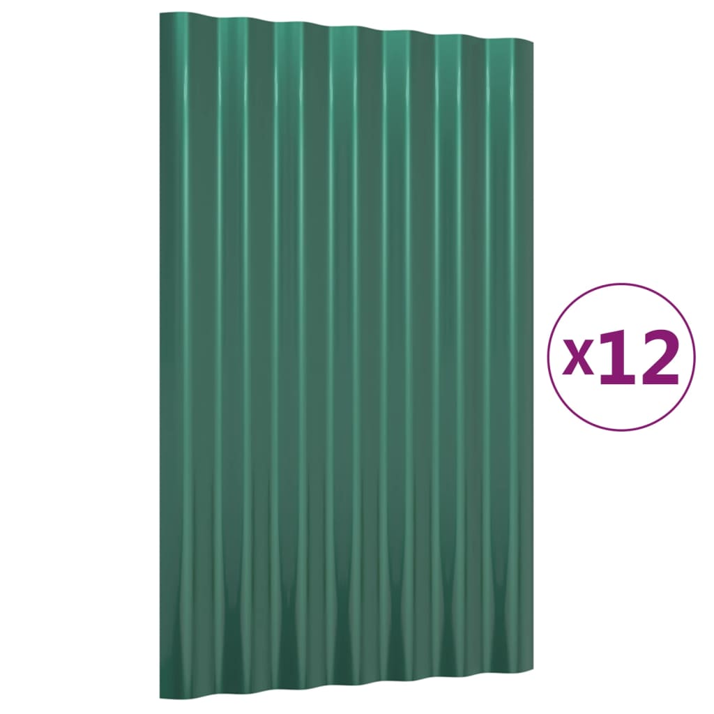 12 db zöld horganyzott acél tetőpanel 60 x 36 cm