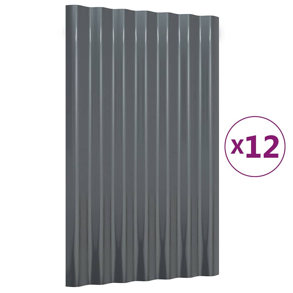 12 db antracitszürke horganyzott acél tetőpanel 60x36 cm