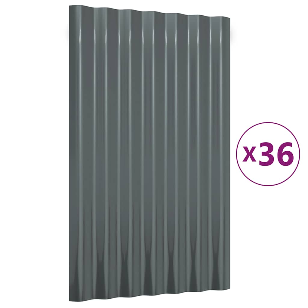 36 db antracitszürke horganyzott acél tetőpanel 60x36 cm