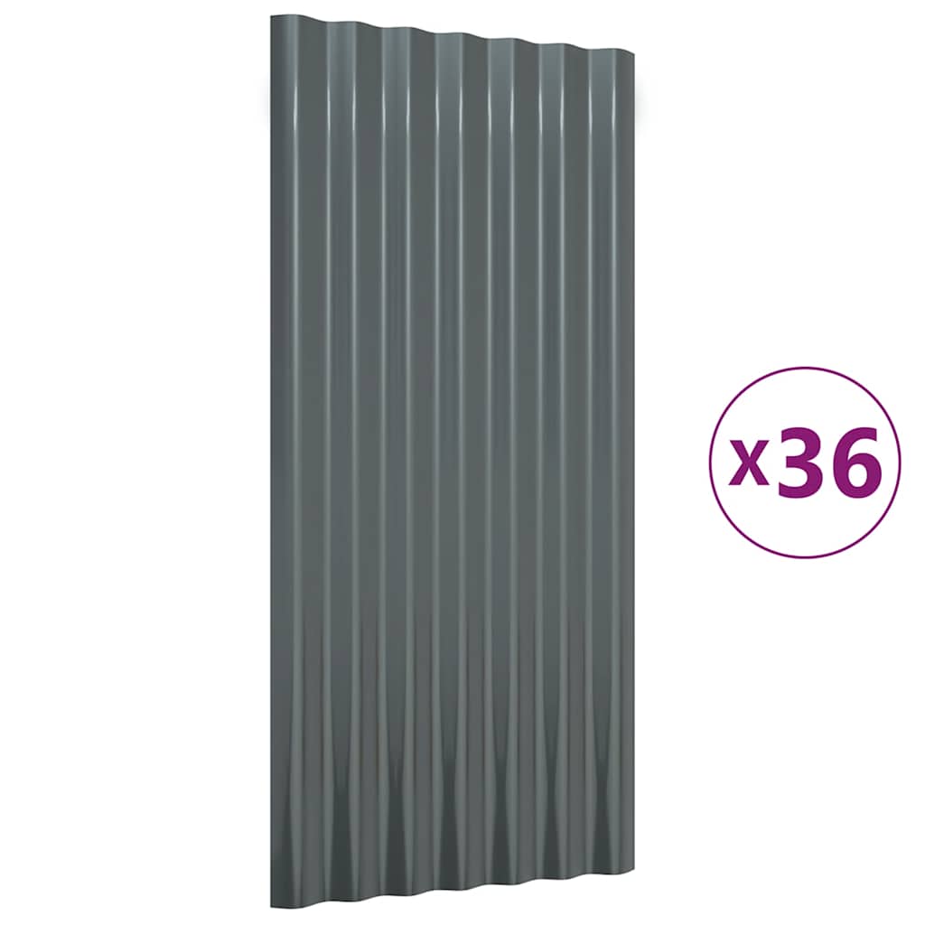 36 db antracitszürke horganyzott acél tetőpanel 80x36 cm
