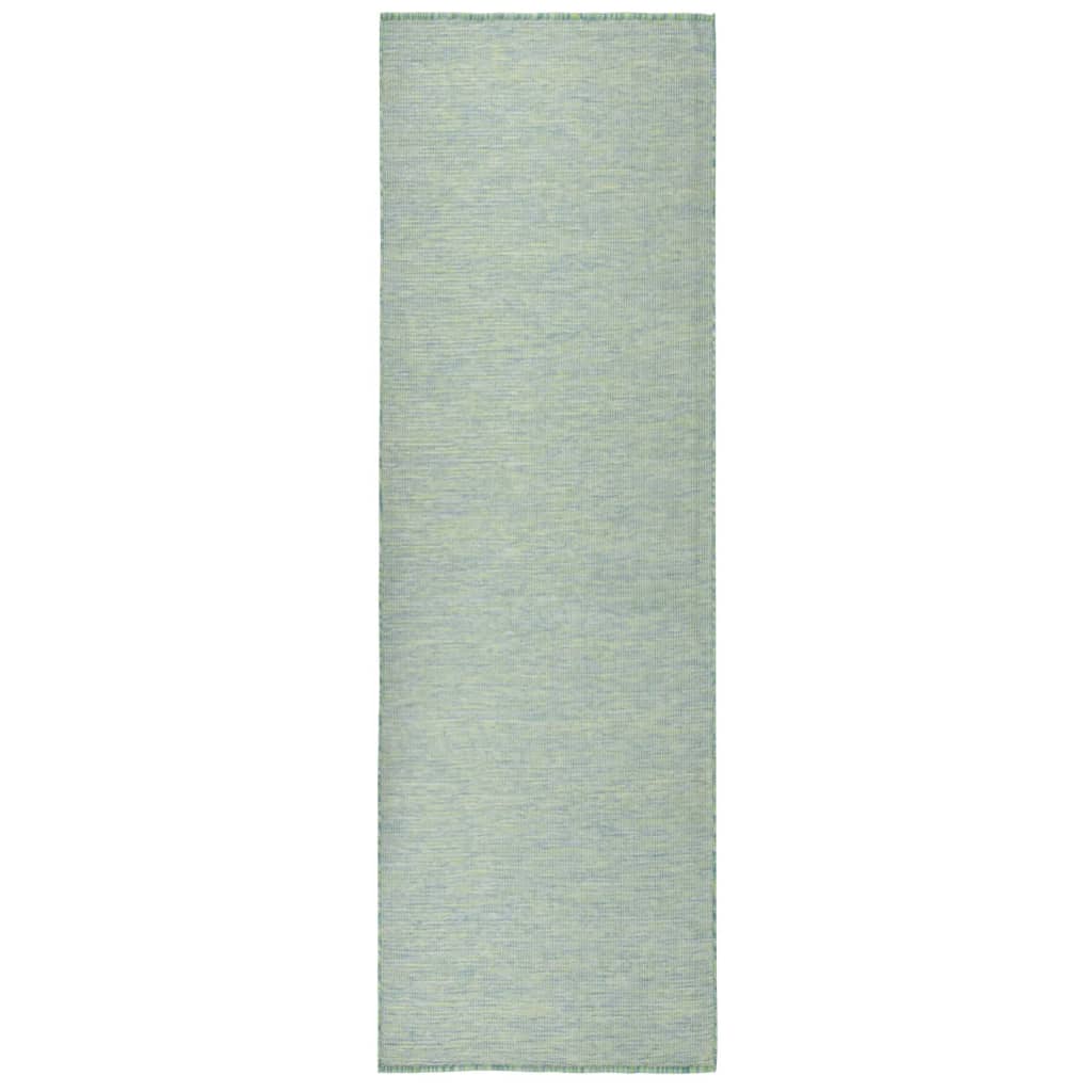Türkizkék lapos szövésű kültéri szőnyeg 80 x 250 cm