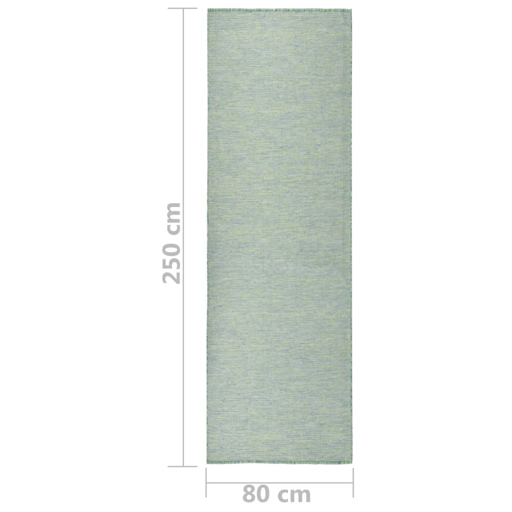 Türkizkék lapos szövésű kültéri szőnyeg 80 x 250 cm
