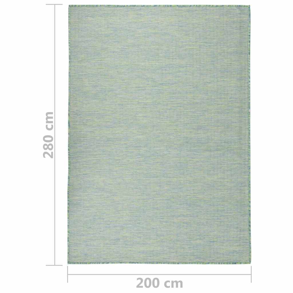 Türkizkék lapos szövésű kültéri szőnyeg 200 x 280 cm