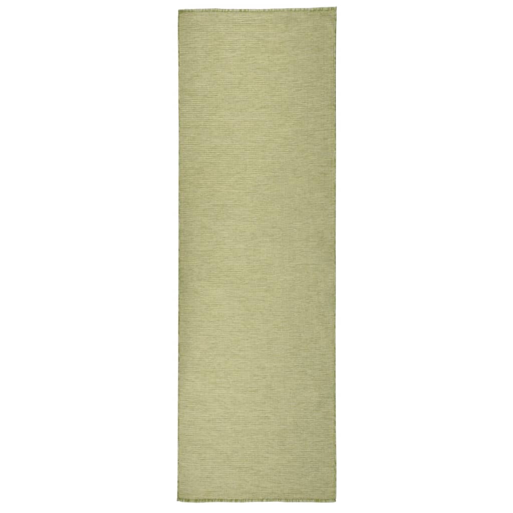 Zöld lapos szövésű kültéri szőnyeg 80 x 250 cm